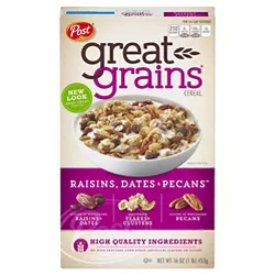 Great Grains Selects Cereal Raisins, Dates and Pecans Breakfast Cereal - 16oz - Post