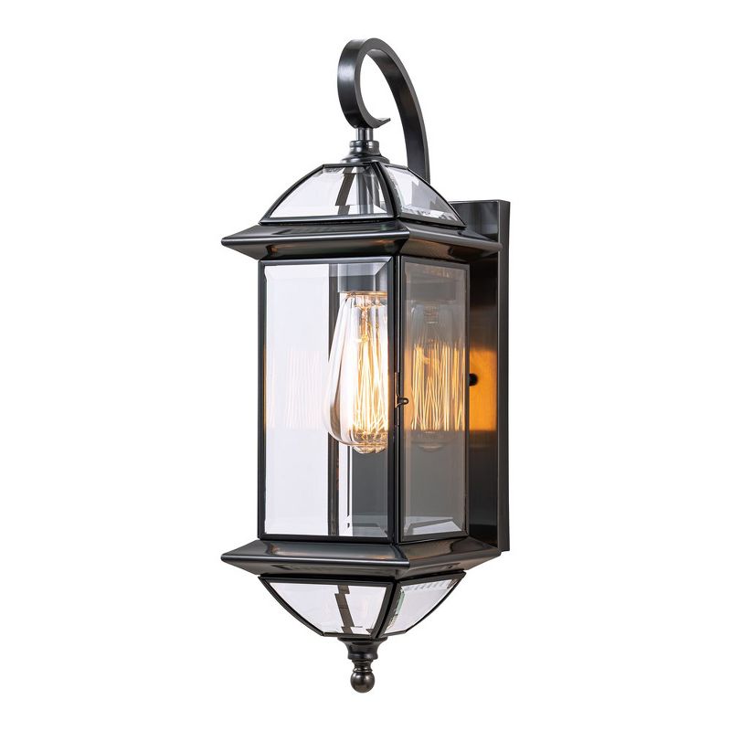 C Cattleya 18.25 in. Dark Bronze Finish Brass Outdoor Hardwired Wall Lantern Sconce with Clear Tempered Glass, 1 of 10