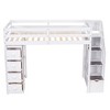 Twin Size Loft Bed with Storage Drawers and Stairs, Wooden High Loft Bed with Shelves for Kids Teens Boys Girls - 4 of 4