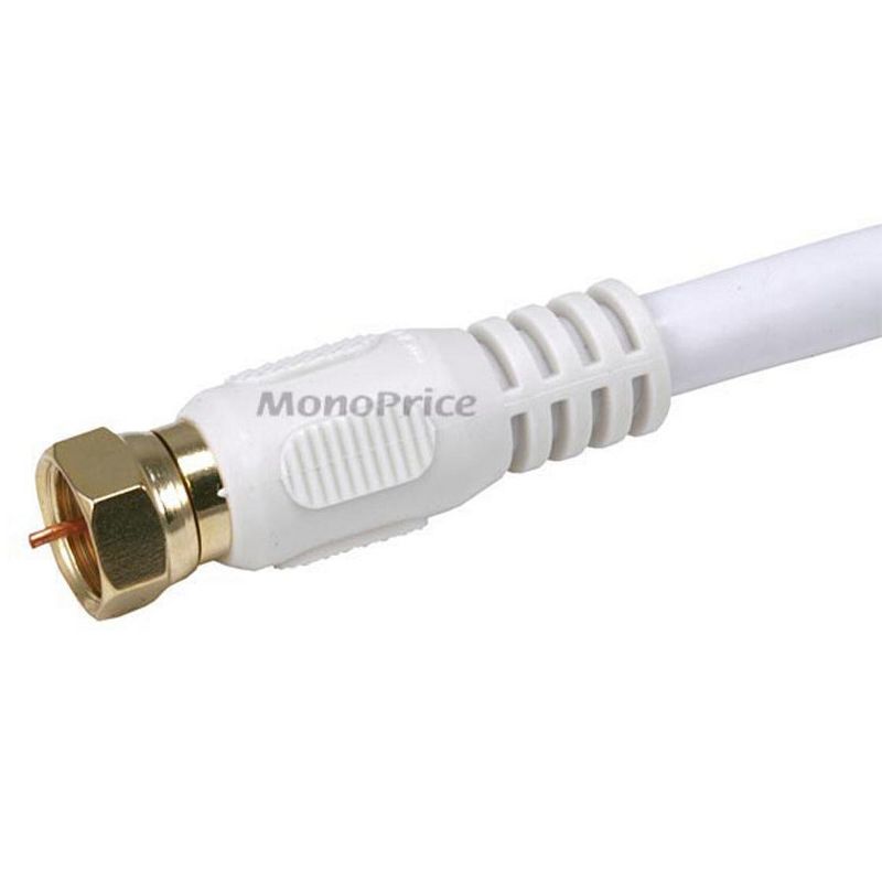 Monoprice Coaxial Cable - 25 Feet - White | RG6 Quad Shield CL2 with F Type Connector, 75 Ohm 18AWG, 2 of 4
