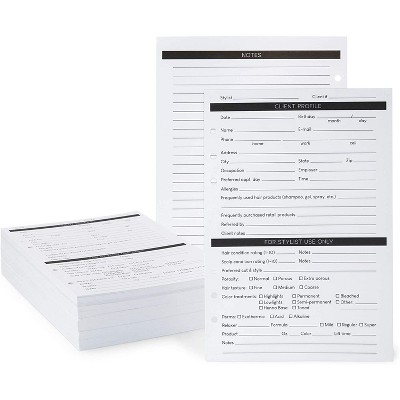 Stockroom Plus 200 Pack Client Profile Cards for Stylists, Business, Salons (8.5 x 5.5 in, White)