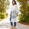 Anna-Kaci Women's Plus Size Lace Cardigan Short Sleeve Open Front Floral Crochet Long Duster - 3 of 4