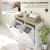 Yukimo 32.7" Dual Tilt-Out Laundry Hamper Cabinet with 2 Removable Baskets, Modern Bathroom Storage with Shaker Doors, White - 4 of 4