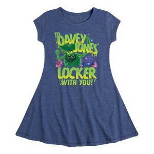 Girls' - Spongebob Squarepants - Spongebob: The Search For Squarepants To Davey Jones Locker Fit & Flair Cap Sleeve Graphic Dress - 1 of 4