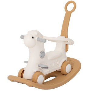 Rocking Horse for Toddlers 2-5 Years, 4-in-1 Baby Rocking Horse with Detachable Balance Board and Push Handle - 1 of 4