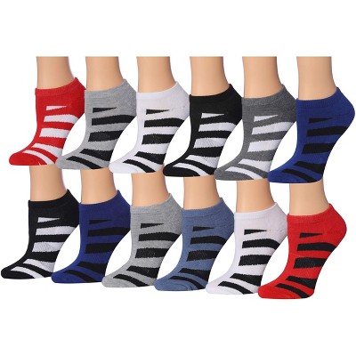 Tipi Toe Kids Boys 12-Pairs Athletic Sport Peformance Middle Stripe Marvel Colorful Patterned Low Cut Socks