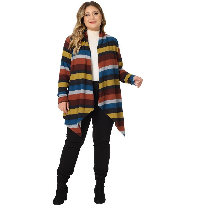 Agnes Orinda Women's Plus Size High Low Long Sleeve Open Front Knit Sweater Cardigans, 3 of 6
