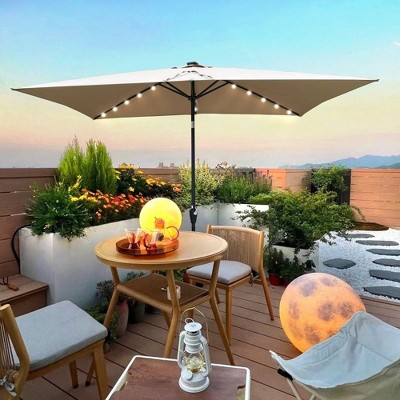 CAVINAS 10 x 6.5FT Patio Umbrella with LED Light and Crank,8 Ribs Market Patio Umbrella with Push Button for Backyard,Poolside,Deck
