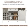 Coffee Bar & Buffet with Wine Racks, Hidden-Trash Multi-Functional Cabinet, Rustic White - 3 of 4
