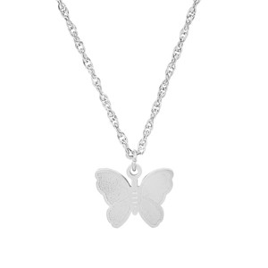 Steeltime Ladies stainless steel butterfly pendant. Color Options: Silver, Gold - 1 of 4