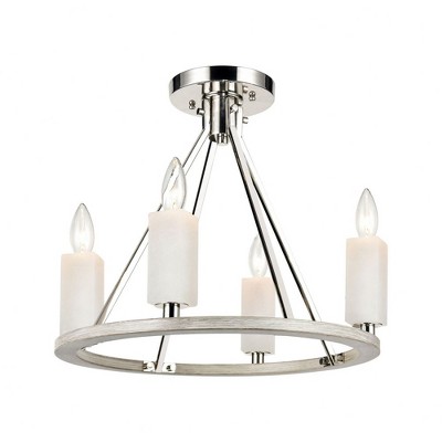 Elk Home White Stone 4 - Light Semi-Flush Mount in  Polished Nickel