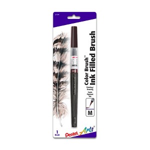 Pentel Arts Color Brush with Water-Based Ink, Medium Tip, Sepia, 1-Pack - 1 of 2