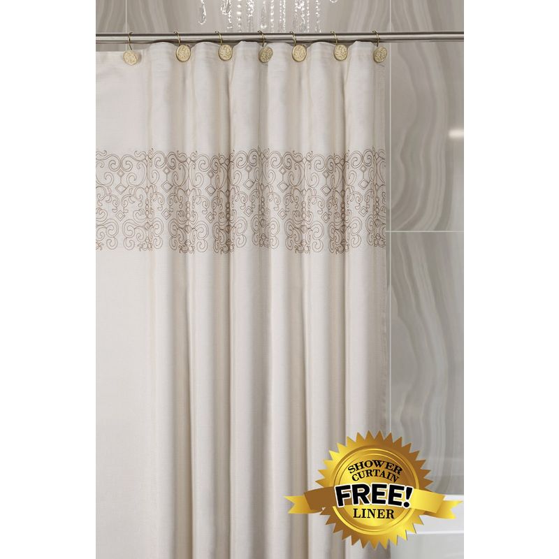 Creative Scents Shannon Beige Shower Curtain / Liner, 4 of 7