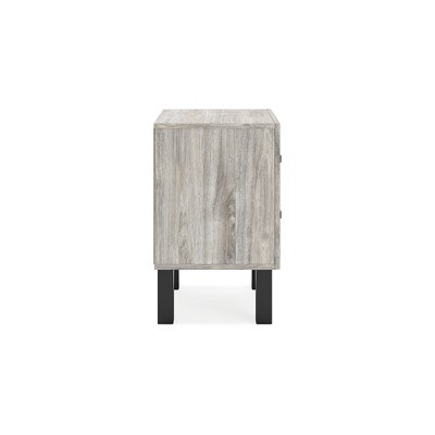 Contemporary Black and Gray 2-Drawer Nightstand with Matte Handles