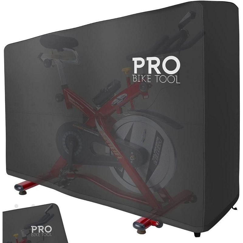 PRO BIKE TOOL 2" x 2" Exercise Spin Bike Cover Protective Rain Sun UV Dust Wind Snow Proof for Fitness Stationary Bikes, Black, 4 of 5