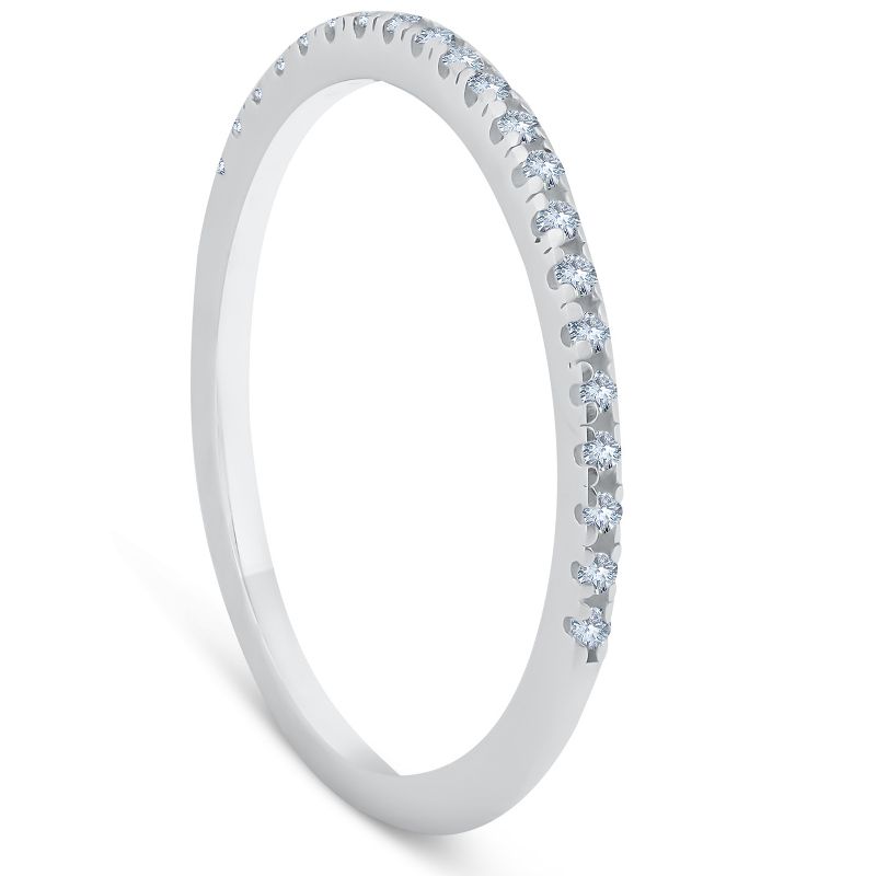 Pompeii3 1/5ct Pave Diamond Wedding Ring 10K White Gold, 4 of 6