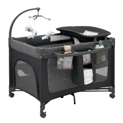 MYKKO 1-Second Setup 3-in-1 Playard for Babies - Heavy-Duty Steel Frame for Safe Sleep Space, Portable Crib with Zip Door