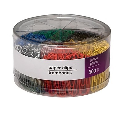 MyOfficeInnovations Jumbo Vinyl Coated Paper Clips Smooth 500/Tub 480109