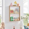 27.5" x 21.25" Steiner Square Modern 2-Tier Kids' Display Wall Mounted Bookshelf Beech - Danya B.: Nursery Floating Storage Shelf - 3 of 4