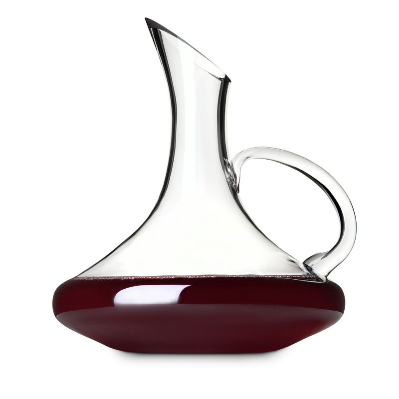 True Handled Wine Decanter, Hand Blown Glass Carafe for Red or White Wine, Stunning Gift, Hand Wash, Holds 52 Oz 1 Standard Bottle, Set of 1, 1 of 9