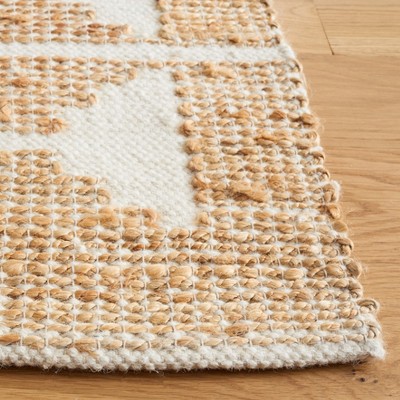 Ivory and Natural Hand-Knotted Wool Area Rug, 3' x 5'