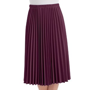 Collections Etc Classic Pleated Mid-Length Jersey Knit Midi Skirt with Comfortable Elastic Waistband - 1 of 3