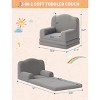 Kids Couch, 2-in-1 Comfy Toddler Couch Fold Out, Convertible Sofa to Lounger Foam Kids Chair, Crown Design Children's Reading Chair - 2 of 4