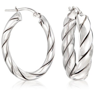 Ross-Simons Italian Sterling Silver Twisted Oval Hoop Earrings