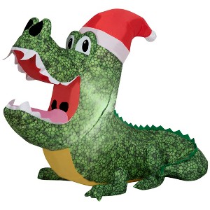 Gemmy Christmas Airblown Inflatable Alligator, 3 ft Tall, Multi - 1 of 4