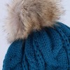 CTM Women's Cable Knit Lined Winter Beanie with Synthetic Fur Pom - 3 of 4
