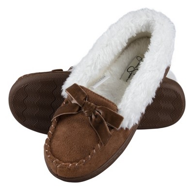Jessica Simpson Girl's Micro-Suede Moccasin Slipper with Bow