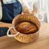 Vintiquewise Handwoven Wicker Bread Basket with Terracotta Warmer & Rope Handles for Home, Ideal for Sourdough, Rolls, Snacks & Baked Goods - 2 of 4