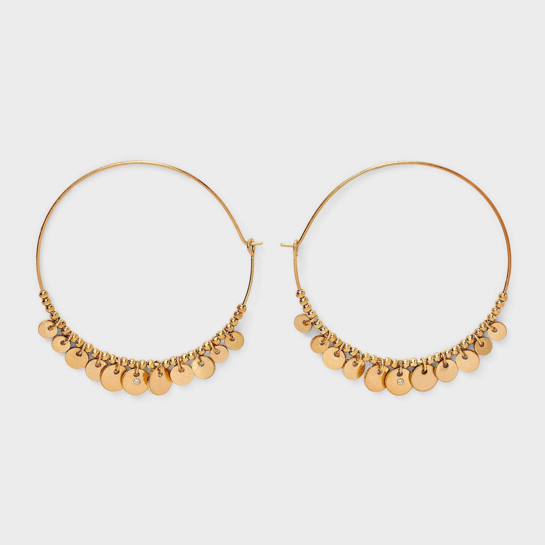 Beaded Disc Charm Hoop Earrings - Universal Thread™ Gold