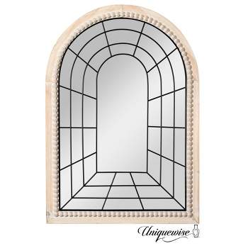 Uniquewise Arched Large 39.37 x 27.56 in Rustic Window Metal Mirror, Windowpane Shaped Decoration Farmhouse Big Wall Mounted Mirrors Boho Decor