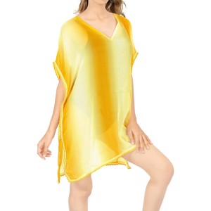 LA LEELA Women's Beach Cover Up Vacation Beachwear Mini Bathing Suit Loose Beach Dress Holiday Aloha Bikini Summer - 1 of 4