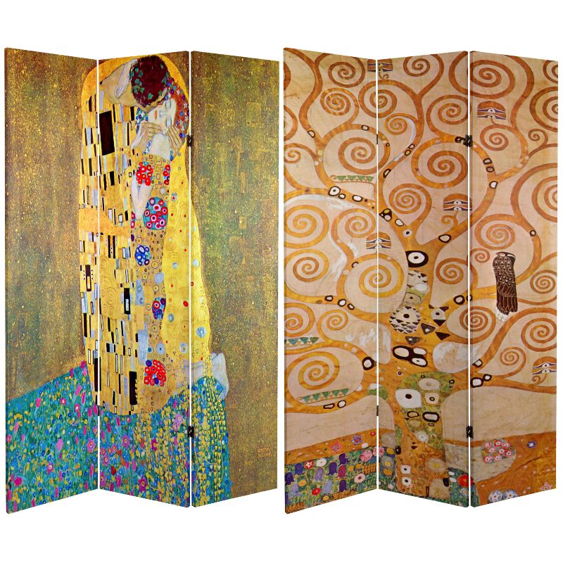 6' Tall Double Sided Works of Klimt Room Divider - Oriental Furniture, 1 of 5