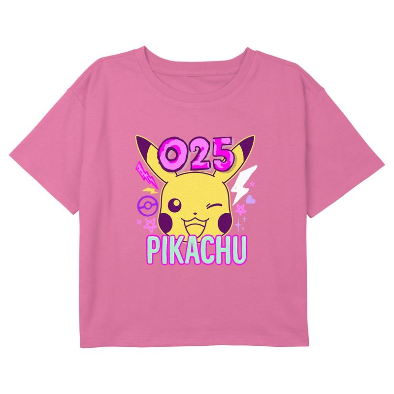 Girl's Pokemon 025 Pikachu Neon T-Shirt, 1 of 4
