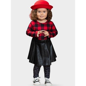 Spotted In Plaid Top, Skirt and Legging Set Mia Belle Girls - 1 of 4