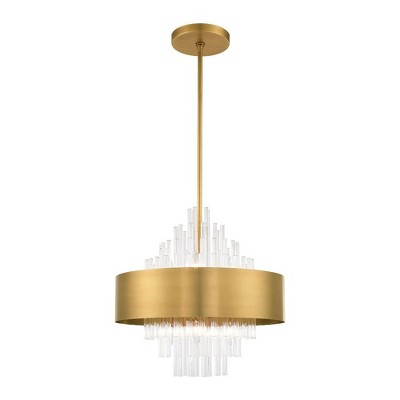 Elegant Orenburg 8-Light Natural Brass Pendant with Crystal Rods
