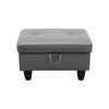 DOMETOUR Dark Gray Semi-PU Synthetic Leather Ottoman-Modern Upholstered Footrest or Accent Bench for Living Room, Bedroom, or Office - 3 of 4
