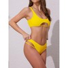 INSPIRE CHIC Women's Cutout Racerback Ribbed Bikini Sets, Scoop Neck Top Triangle Bottom Swimwear Bathing Suits 1 Set - 2 of 4