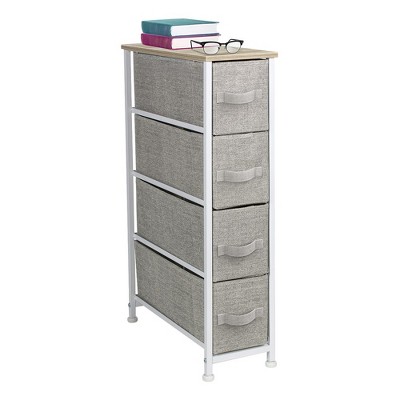 Sorbus 4 Drawers Narrow Dresser - with Steel Frame, Wood Top & Easy Pull Fabric Bins for Small Spaces, Closets, Bedroom, Bathroom & Laundry