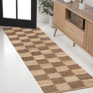 JONATHAN Y Theo Modern Farmhouse Woven Jute Checkerboard Indoor Area Rug - 1 of 4