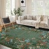 Acekool Washable 8x10 Floral Area Rug - Non-Slip, Soft & Machine Washable for Living Room, Bedroom, Green - 2 of 4
