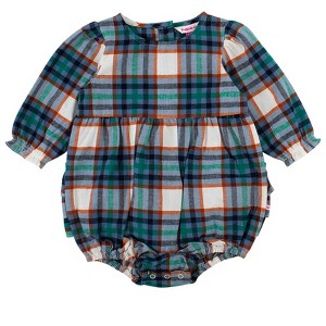 RuffleButts Baby Girls Woven Long Sleeve Bubble Romper - 1 of 4