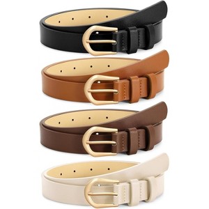 4 Pack Thin Leather Belt Skinny Waist Belts for Women Fashion Jeans Dress  with Gold Buckle Black+ Light Brown+ Coffee+ Beige Fit Waist Size 27"-33" :  Target