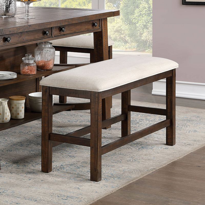 Foret Padded Counter Height Bench Rustic Oak/Beige - HOMES: Inside + Out, 3 of 7