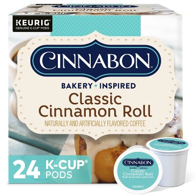 24ct Cinnabon Classic Cinnamon Roll Keurig K-Cup Coffee Pods Flavored Coffee Light Roast