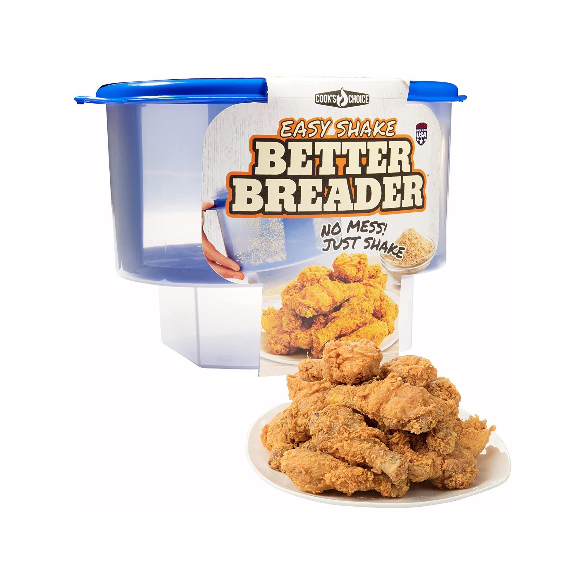Better Breader Bowl All-in-One Mess-Free Batter Breading Station- Pour in Seasonings Add Meat Fish or Veggies & Shake - Great for Holiday Parties