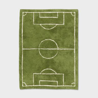 4'x5'6" Soccer Field Kids' Area Rug Green - Pillowfort™
